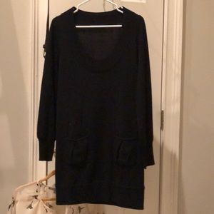 Black long sleeve cotton dress